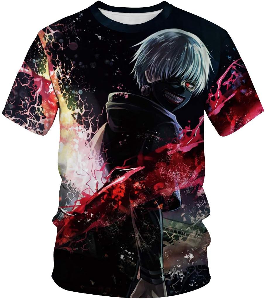 Unisex 3D Printed T-Shirts Anime Tokyo Ghoul Casual Summer Short Sleeve Pullover Tops Cosplay Quick Drying Tees#DH