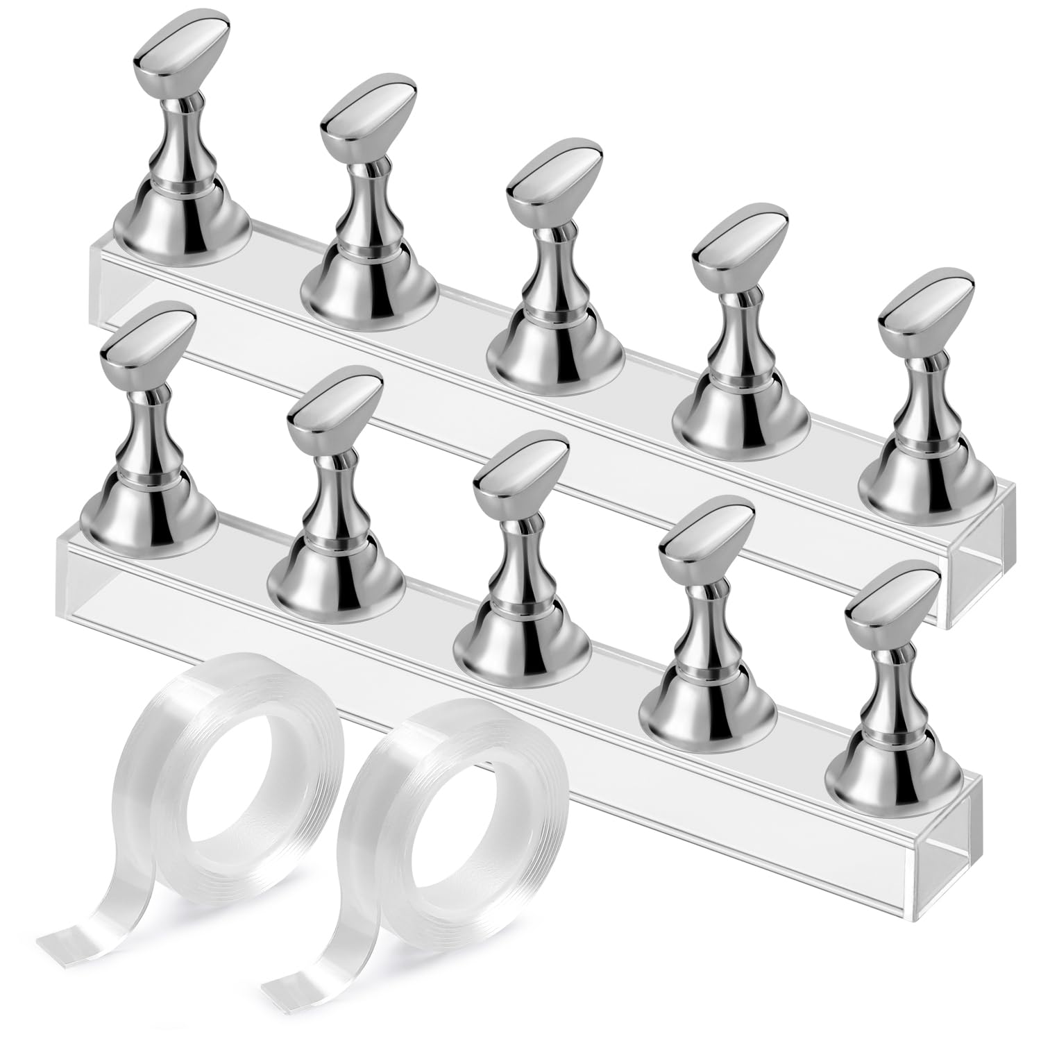Photo 1 of Etercycle Nail Stand Acrylic Nail Art Display Stand Practice Nail Holder for Painting Nails Magnetic Practice Stands with Double-sided Tape For DIY Salon Supplies (Silver)