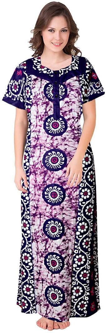 Mudrika Women's Cotton Nighty, Gown (SON_6684, Multicolour, Free Size)