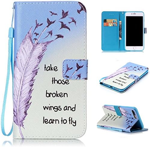 Blue iPhone 7 Plus Case Credit Card Kickstand, iPhone 7 Plus Hybrid Case, Thin Fit Soft Rubber Inner Shell iPhone 7 Plus Bumper Cover Phone Case iPhone 8 Plus Cover for Apple iPhone 7 Plus Wallet Case