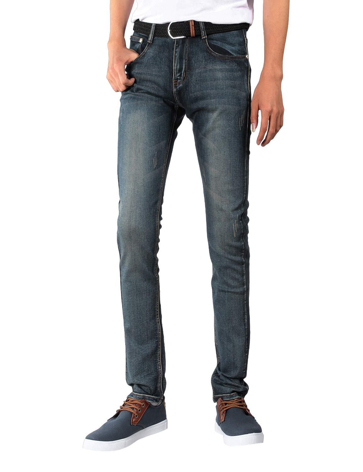 Men's Blue Skinny Fit Stretch Jeans • Denim Fit