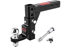 OPENROAD Adjustable Trailer Hitch Ball Mount - Fits 2-Inch Receiver, 2" Tow Balls, 7500lbs, 9-1/2" Drop/ 8-1/4" Rise, Heavy Duty Truck Hitch with Stainless Steel Pins and Lock