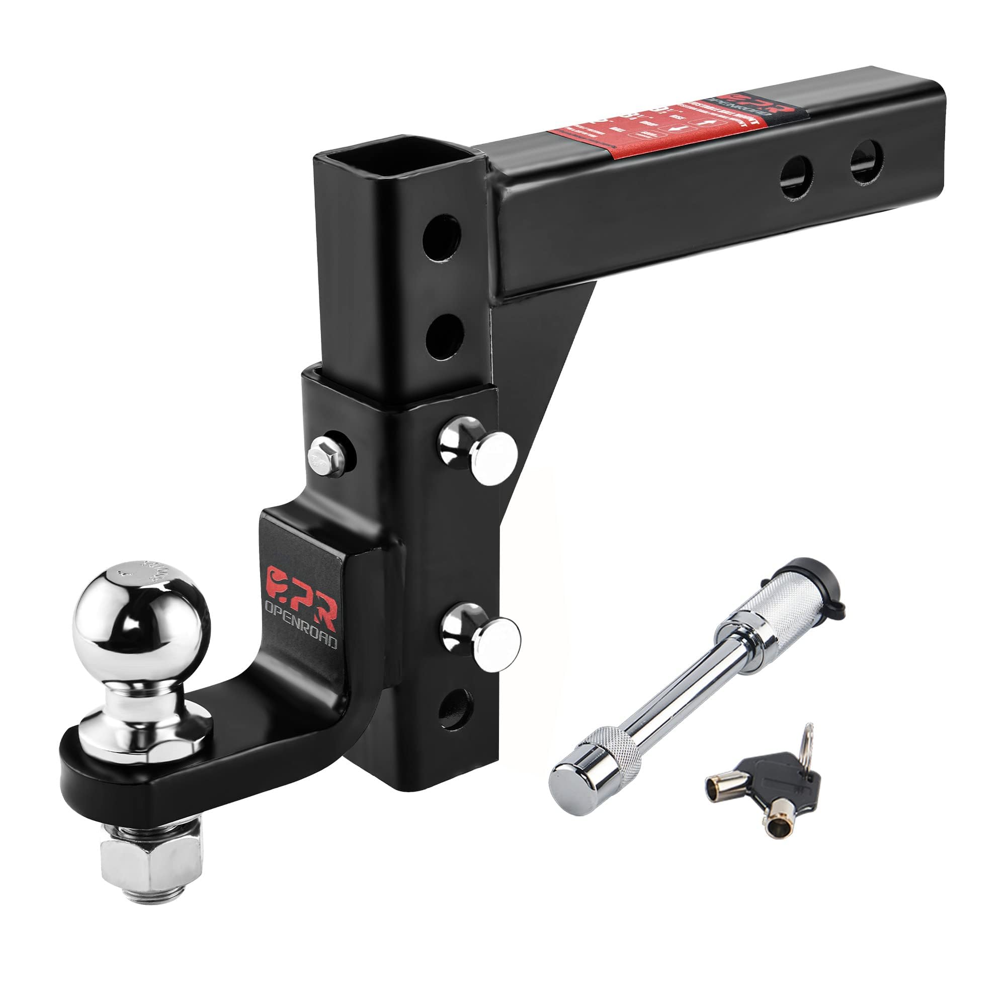 Photo 1 of OPENROAD Adjustable Trailer Hitch Ball Mount - Fits 2-Inch Receiver, 2" Tow Balls, 7500lbs, 9-1/2" Drop/ 8-1/4" Rise, Heavy Duty Truck Hitch with Stainless Steel Pins and Lock