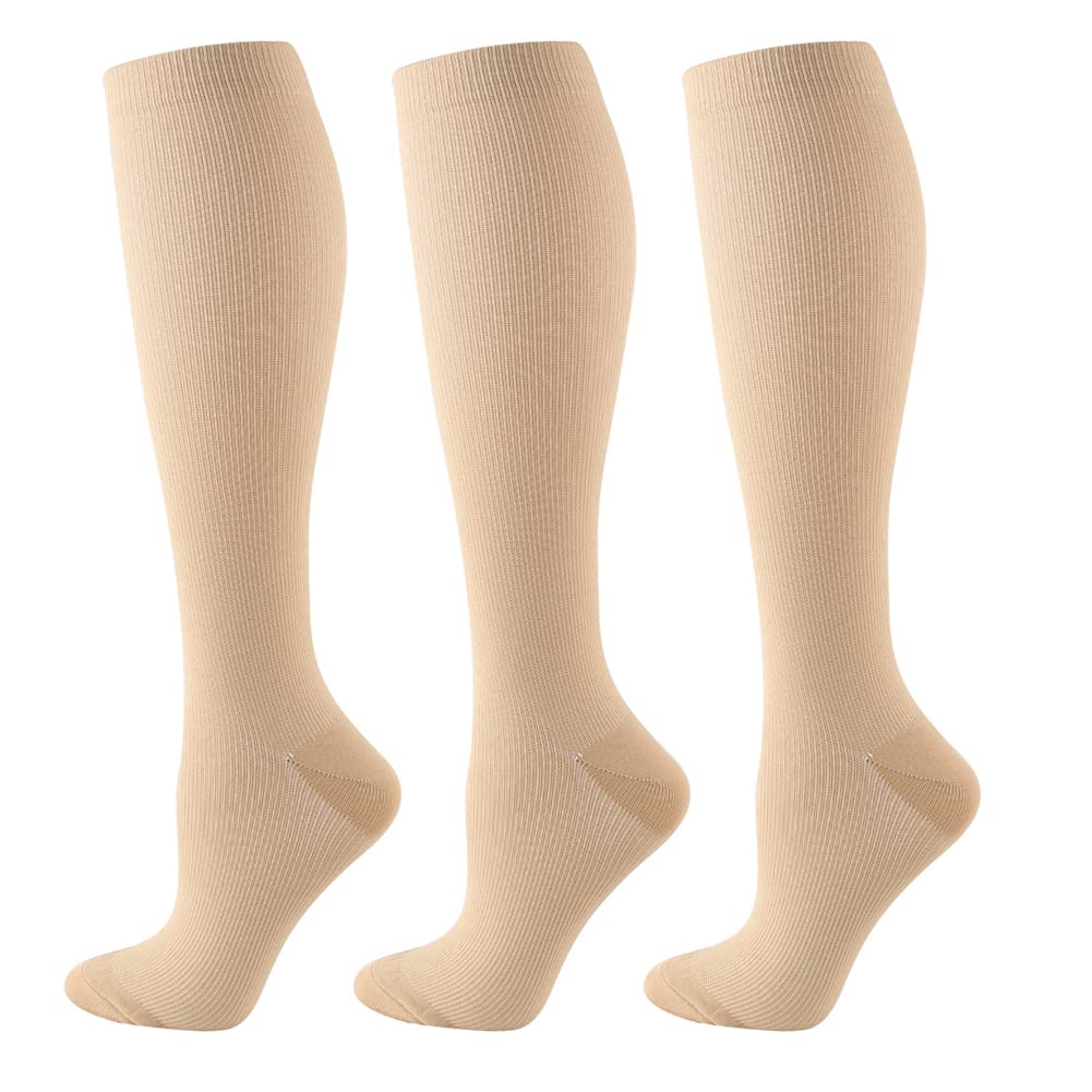 HYCOPROT Compression Socks for Women & Men Circulation (3 Pairs) 15-20 mmHg for Athletics Running Nurses Pregnancy Travel
