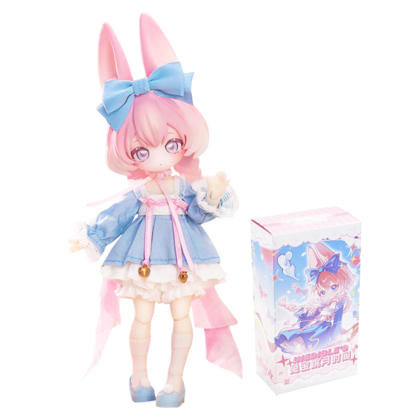 CALEMBOU BJD Blind Box, Jumping Moon Time Rabbits Series 16cm Ball Jointed Doll, Cute Dress Up Doll with Joints, Collection Action Figure Toys, Gift for Girls Boys (Jumping Moon Time-1pc)