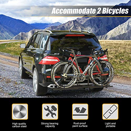 Goplus 2 Mountain Bike Rack Hitch Carrier, Upright Hitch Mounted Bike