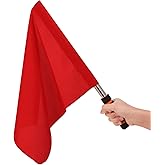 Sports Referee Hand Signal Flags - Metal Pole, Foam Red, Stainless Steel, Track & Field, Soccer, Volleyball, Football Linesman Command Flags