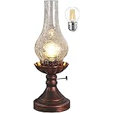 DOFANIE Vintage Table lamp Antique Rustic Farmhouse Desk Lamps Western Victorian Crackled Glass Design Bedside Lamps Living Room Bedroom Studio（Transparent）