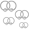 Ruifan 20G 16G 14G 12G Surgical Steel Captive Bead Nose Hoop Septum Earring Eyebrow Tongue Lip Nipple Helix Tragus Piercing Rings 8mm,10mm,12mm,14mm