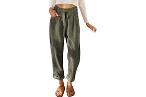 Acelitt Womens Elastic Waist Straight Leg Corduroy Pants with Pockets, S-2XL