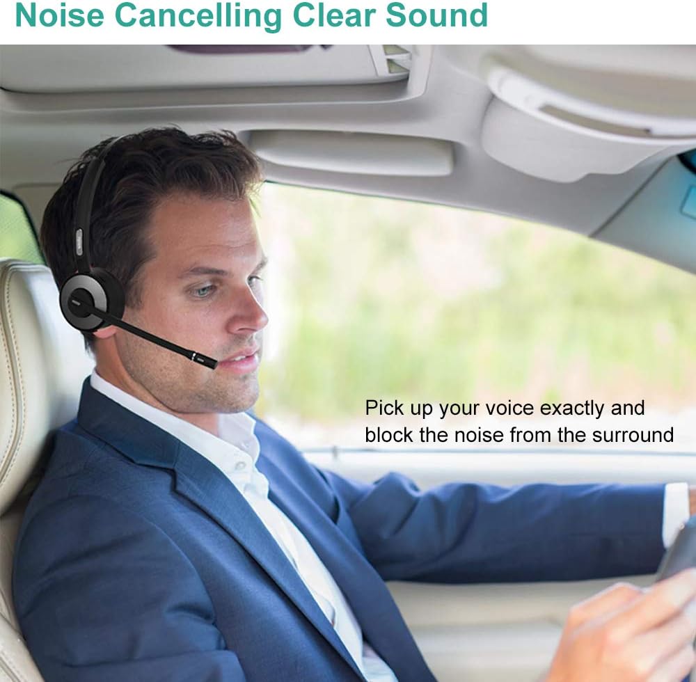 Willful M98 Bluetooth Headset Wireless Headset with Microphone Charging Base Pro Clear Sound for Car Truck Driver Call Center Home Office PC: Electronics