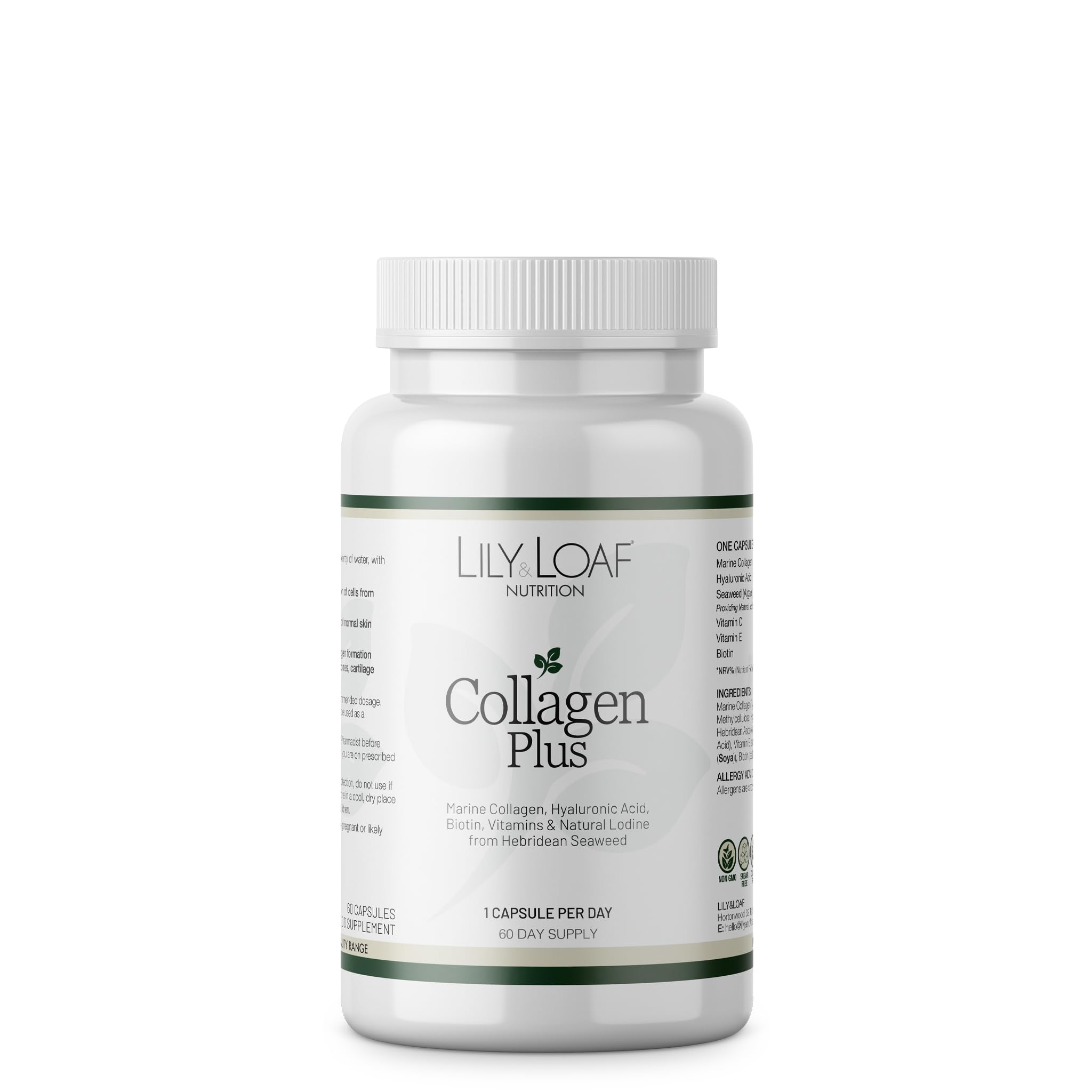Lily & Loaf Collagen Plus – Marine Collagen Supplement with Vitamins C, A, Hyaluronic Acid & Biotin – 60 Capsules, 60 Day Supply – Supports Skin, Joints & Immunity