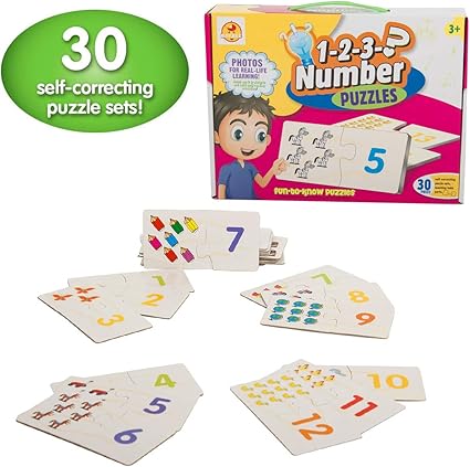 Baybee Number Fun Counting - Puzzle Games Fun with Words/Self-Correcting Number & Learn to Count Puzzle/Birthday Gift Set for Kids, 3 Year Old Boys and Girls