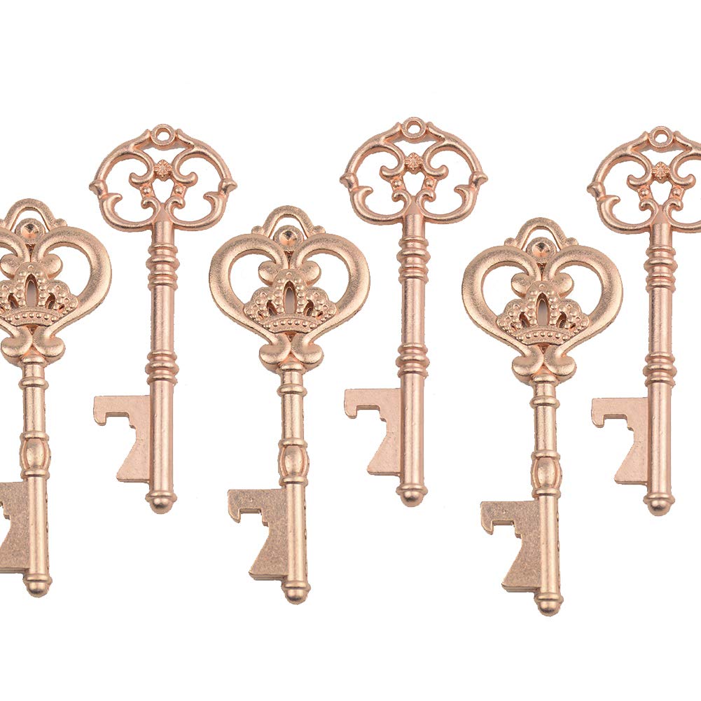 Mixed 20 Extra Large Key Shape Bottle Openers Rose Gold Skeleton Keys Wedding Party Favor - 2 Styles,20 Key Openers (Rose Gold)