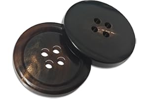 MIKZHSKR 1 Inch Real Horn Buttons 10PCS Large Sewing Buttons for Coat, Blazer, Suit, Overcoat, Winter Coat, Jacket, Genuine Natural Brown Buffalo Horn Buttons for Men, Women (25mm, Brown)
