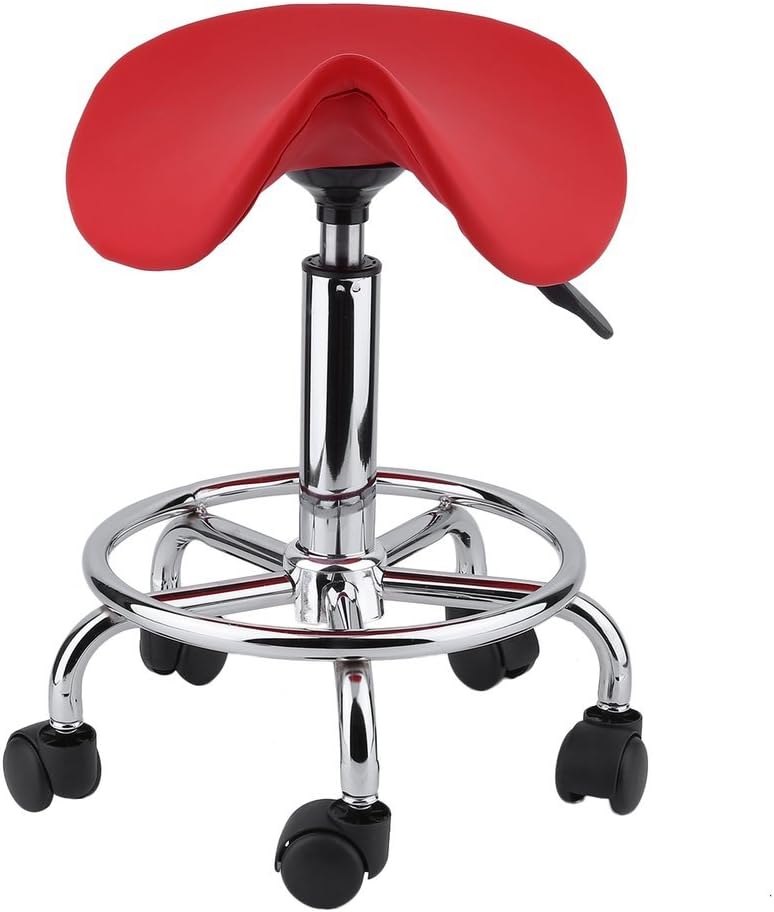 Homgrace Adjustable Swivel Salon Massage Saddle Stool (Red)