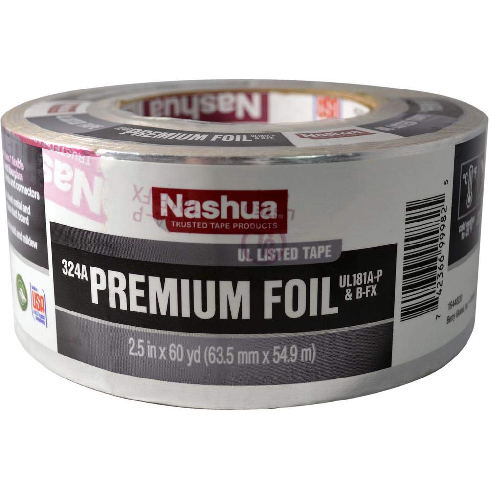 Nashua Cold Weather Premium Foil Tape UL 181 A & B listed/Linered, (324A), 2-1/2 in. x 60 yds. (Silver)