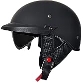 Motorcycle Half Helmet with Sun Visor Motorcycle Helmets for Men Women Helmet for Adult Scooter ATV Cruiser DOT Approved
