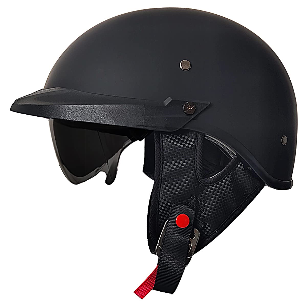 Photo 1 of Motorcycle Half Helmet with Sun Visor Motorcycle Helmets for Men Women Helmet for Adult Scooter ATV Cruiser DOT Approved (Matte Black, Large)