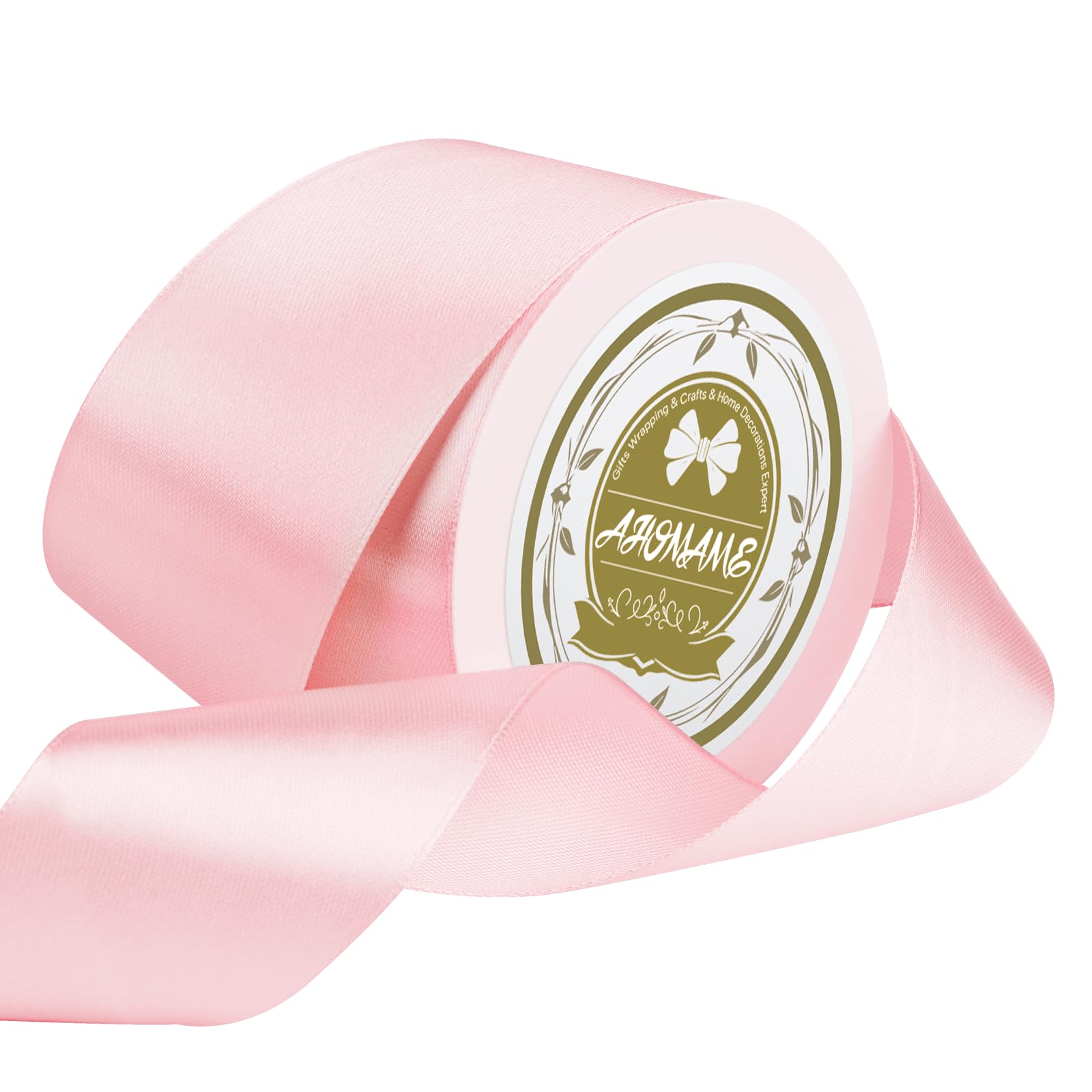 Photo 1 of Blush Pink Satin Ribbon 1-1/2 Inches x 25 Yards, Solid Color Blush Pink Fabric Satin Ribbon for Gift Wrapping, Crafts, DIY Bows, Wreath, Wedding Birthday Party Decoration Sewing Projects