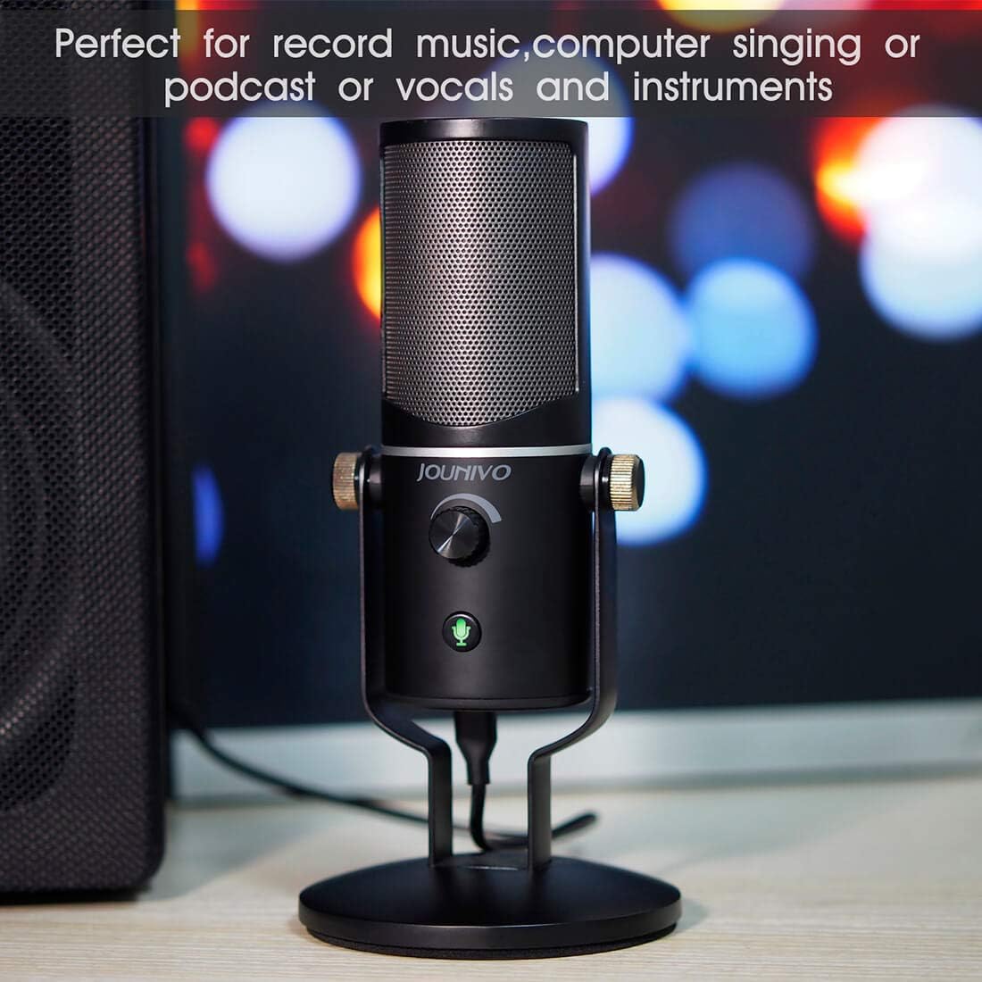 USB Microphone Computer Cardioid Condenser Mic, JOUNIVO PC Laptop Recording Microphone with Mute Button & LED Indicator for Studio Recording Vocals, YouTube, Streaming Broadcast, Podcasting, Skype: Home Audio & Theater