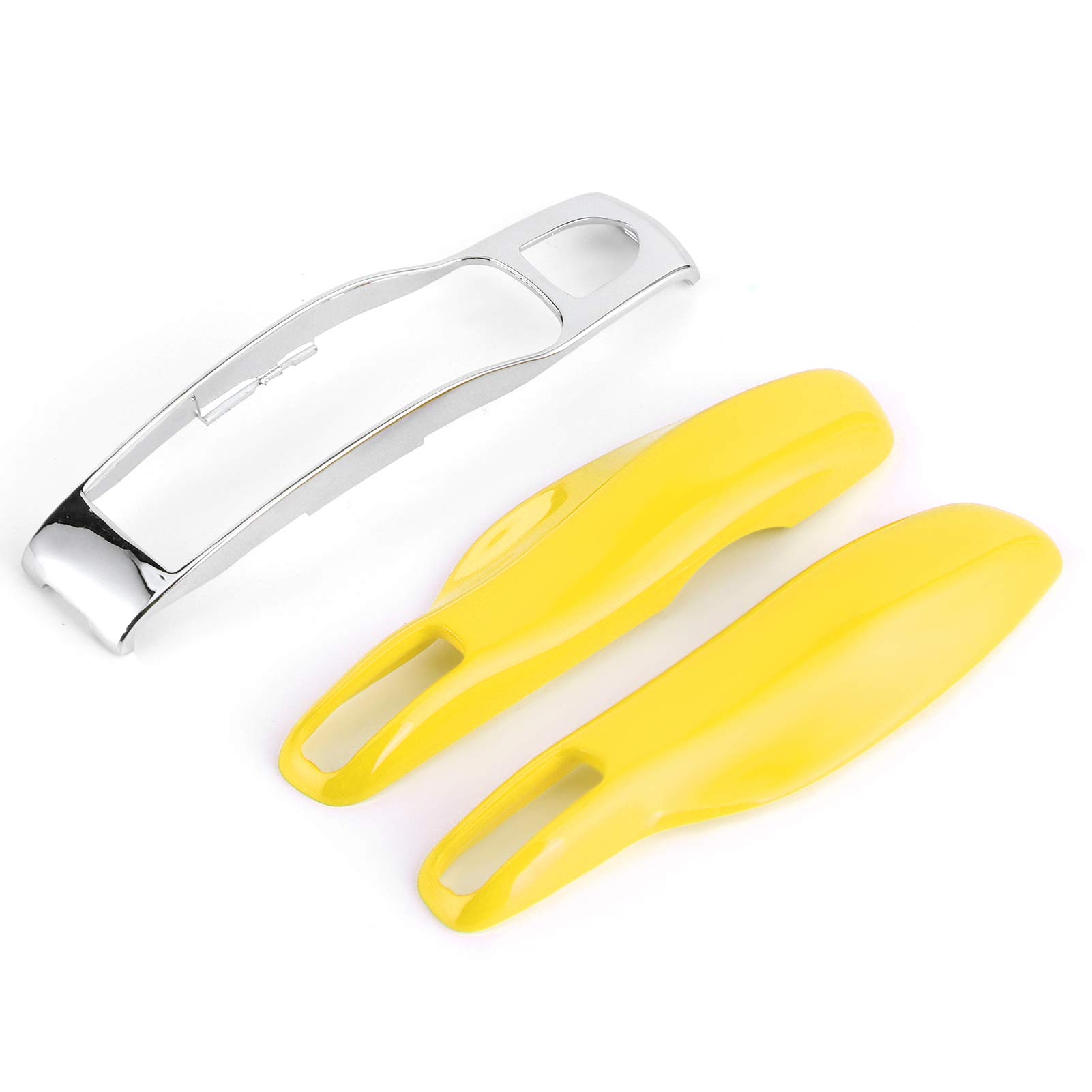 Qiilu 3 pcs Remote Key Cases, Remote Key Fob Cover Trim Protective Case Fit for MACAN/Cayenne/Panamera(Yellow + Silver)