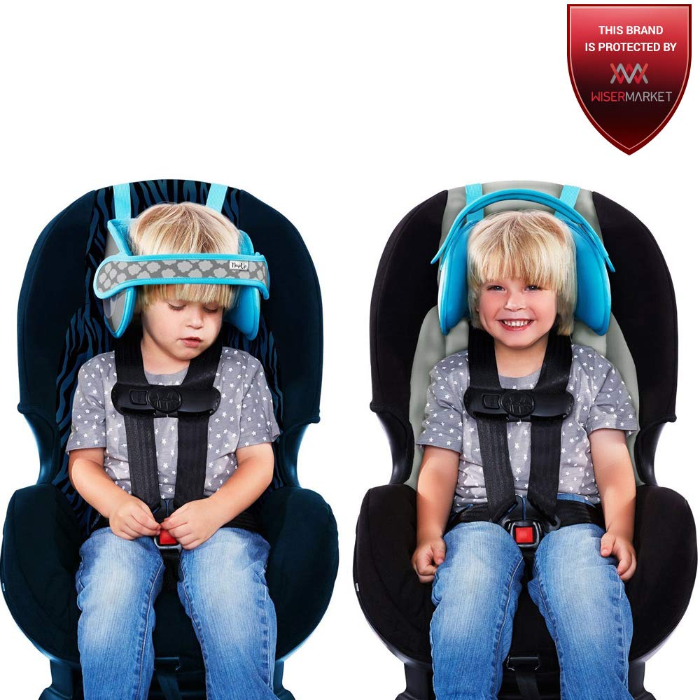NapUp Child Car Seat Head Support - Safe, Comfortable Support Solution (Light Blue)
