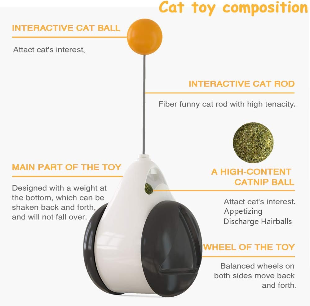 Mwatcher Interactive Robotic Cat Toys Moving Cat Toys for Indoor Balance Swing Car Kitten Toys with Ball : Pet Supplies