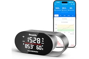 GoveeLife Smart Air Quality Monitor for Home, CO2 Detector for Health, Sleep Quality & Energy Efficiency, Thermometer Hygrometer with Real-Time Display & Alarm, for Office, Bedroom, Kitchen