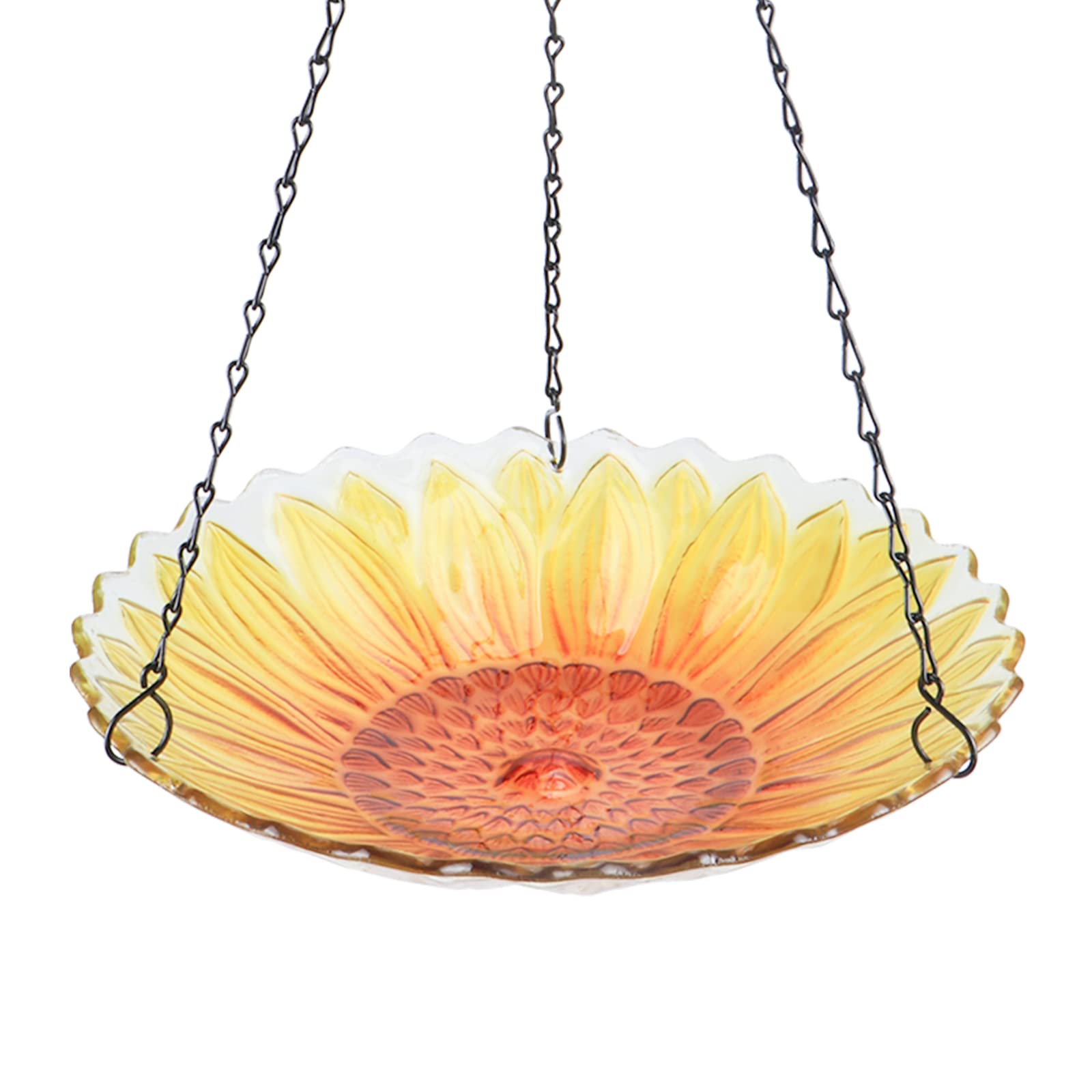Photo 1 of MUMTOP Hanging Bird Bath Outdoor, Sunflower Glass BirdBaths & Birdfeeder with Water Ripple Rim 11 Inch for Garden Yard Patio Decor