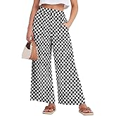 GRECERELLE Women Elastic High Waisted Wide Leg Pants Woman Casual Palazzo Trousers