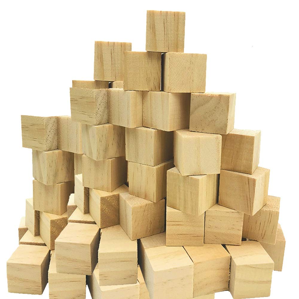 Fycooler Small Wooden Cubes (80 Pack) - 2.54x2.54 x2.54cm (1x1x1inch)Wood Cubes-Natural Unfinished Pine Wood Blocks - Educational Craft Cubes for DIY, Stamps, Art & Crafts, Painting, Puzzles, Numbers