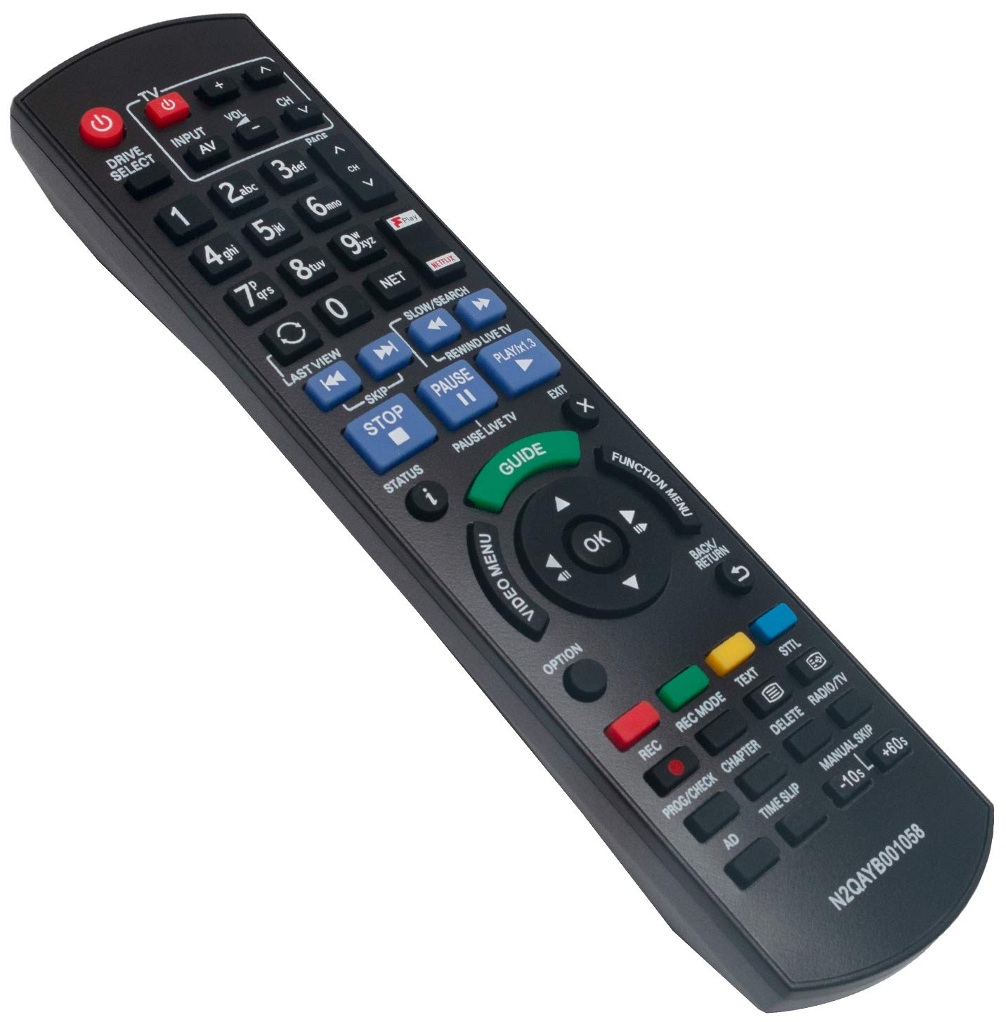 ALLIMITY N2QAYB001058 Remote Control Replace for Panasonic HDD DVD Blu-Ray Recorder DMR-BWT850EB DMR-HWT150EB DMR-HWT250EB DMR-PWT550EB DMR-PWT655EB DMR-PWT635EB