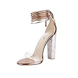 LALA IKAI Women’s Rhinestone High Heels Sandals
