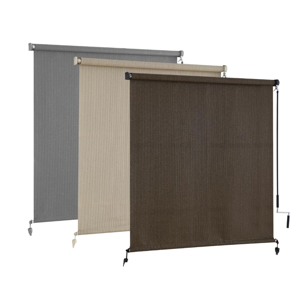 Photo 1 of AOSKY Outdoor Roller Shades?Cordless Patio Shades Roll Up Outdoor Blinds?Roller Blinds Cloth for Porch Pergola Balcony Backyard Windows?72" W x 96" H?Mocha