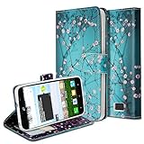 Huawei Raven LTE Case, Nagebee - Huawei Raven LTE H892L Design Dual-Use Flip PU Leather Fold Wallet Pouch Case Premium Leather Wallet Flip Case for Huawei Raven LTE H892L (Wallet Plum Blossom)