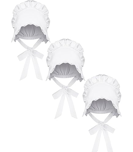Amazon.com: JenPen White Bonnet Women Colonial Hat, Small | Old