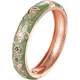 UJOY Colors Handcraft Jewelry Cloisonne Bracelet Enamel Bird Flower Spring Hinged Womens Bangles Gifts Box 55C49