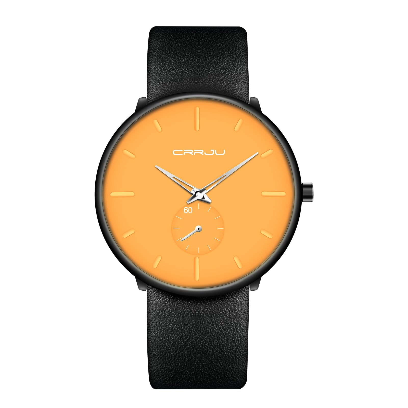 Mens Watches Ultra-Thin Minimalist Waterproof-Fashion Wrist Watch for Men Unisex Dress with Leather Band, Yellow Face, — image 1