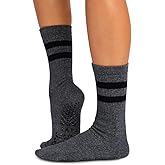 TAVI NOIR Kai Fashion Crew Grip Socks, Small, Charcoal Grey