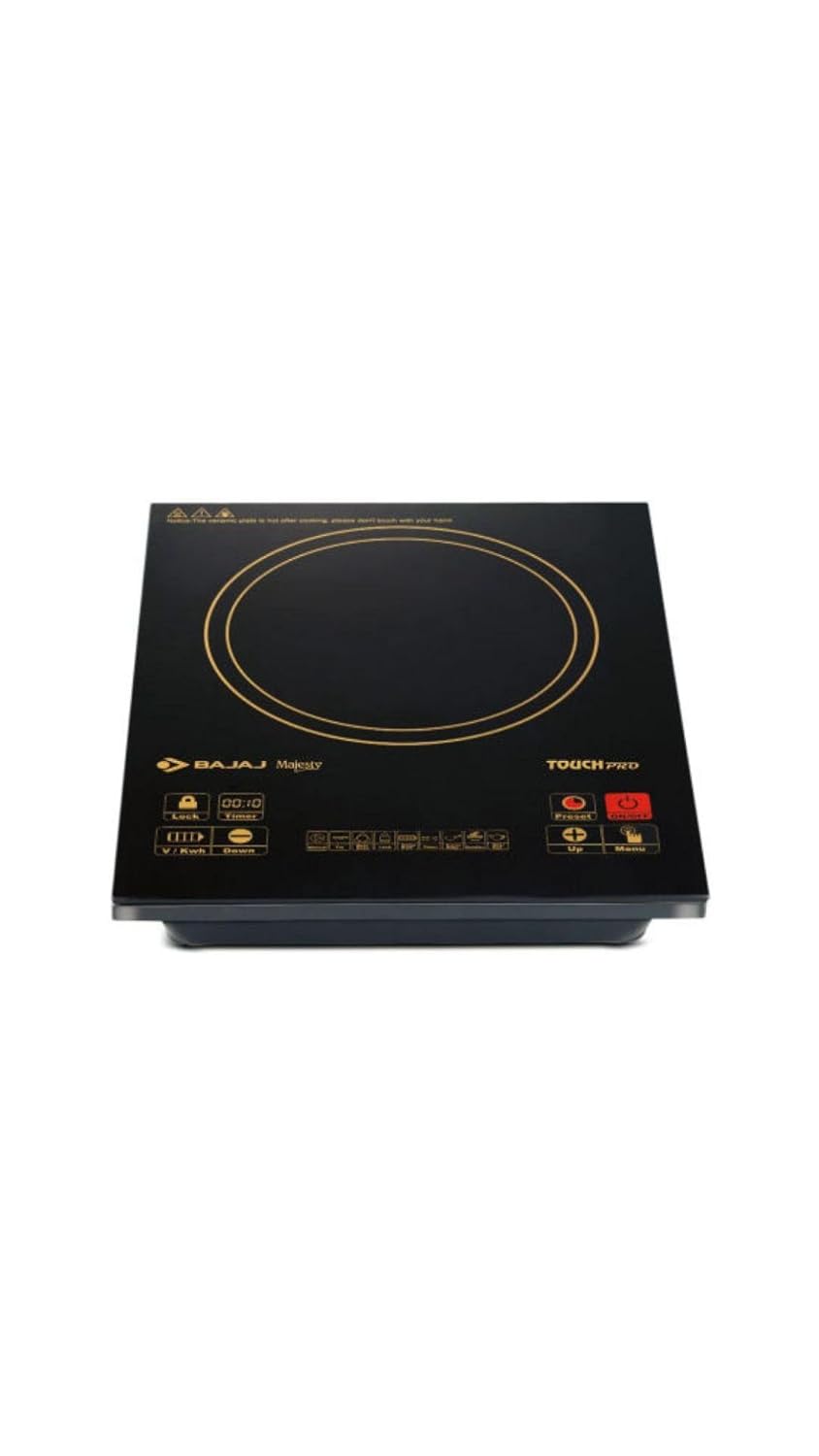 BAJAJ MAJSTEY TOUCH PRO INDUCTION COOKER, 2000 WATTS, FEATHER TOUCH, 6  MENU, POLISHED: Amazon.in: Home & Kitchen