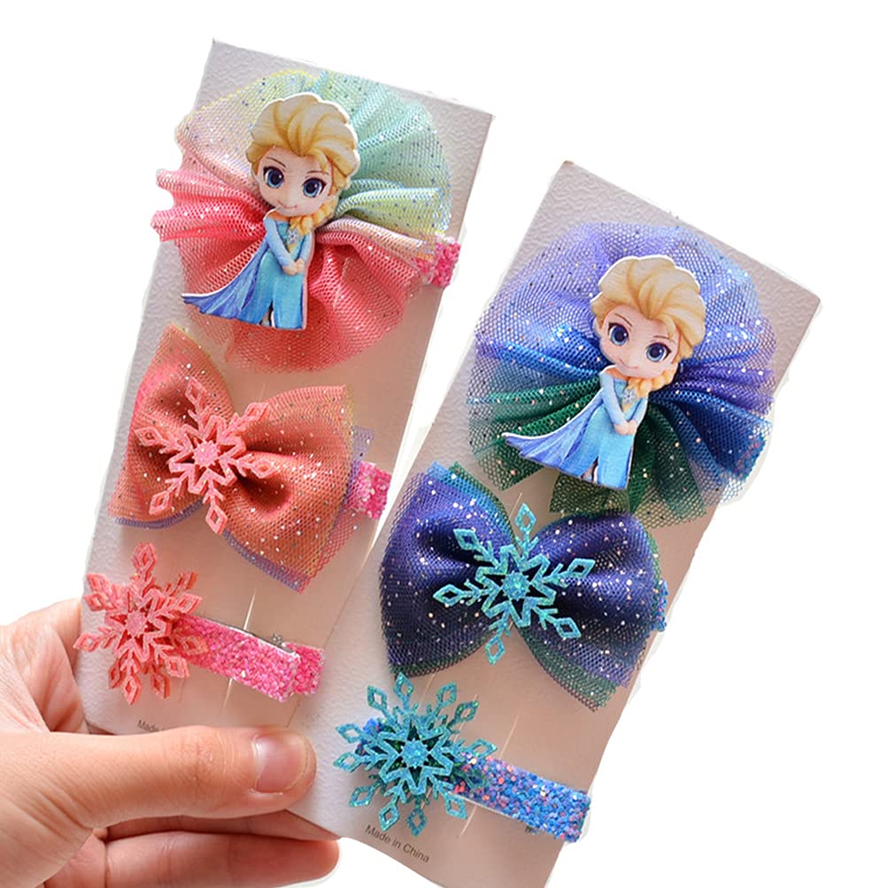 Frozen Princess Hair Clips Girls Hair Accessories Bow Barrettes Clips Glitter Hair Barrettes Accessories Snowflake Barrettes (NO.4)