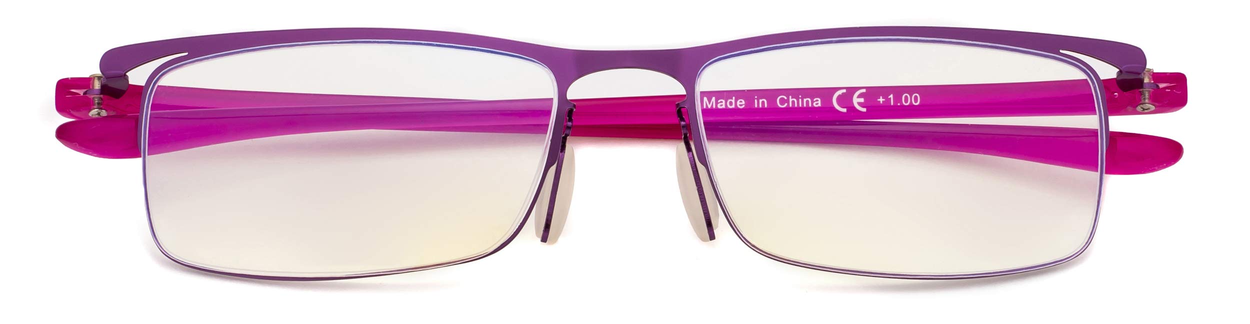 CessBlu Blue Light Filter Reading Glasses Anti UV Rays Blocking Glare Reduce Eyestrain Computer Eyeglasses for Women(Purple)+1.75