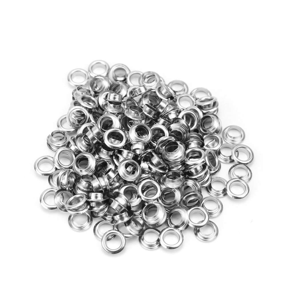 RuiLing 100pcs 5mm Silver Metal Eyelets Round Inner Hole Grommets DIY Rivet Leathercraft Accessories Air-Hole for Shoes Belt Bag Tag Clothes Scrapbook