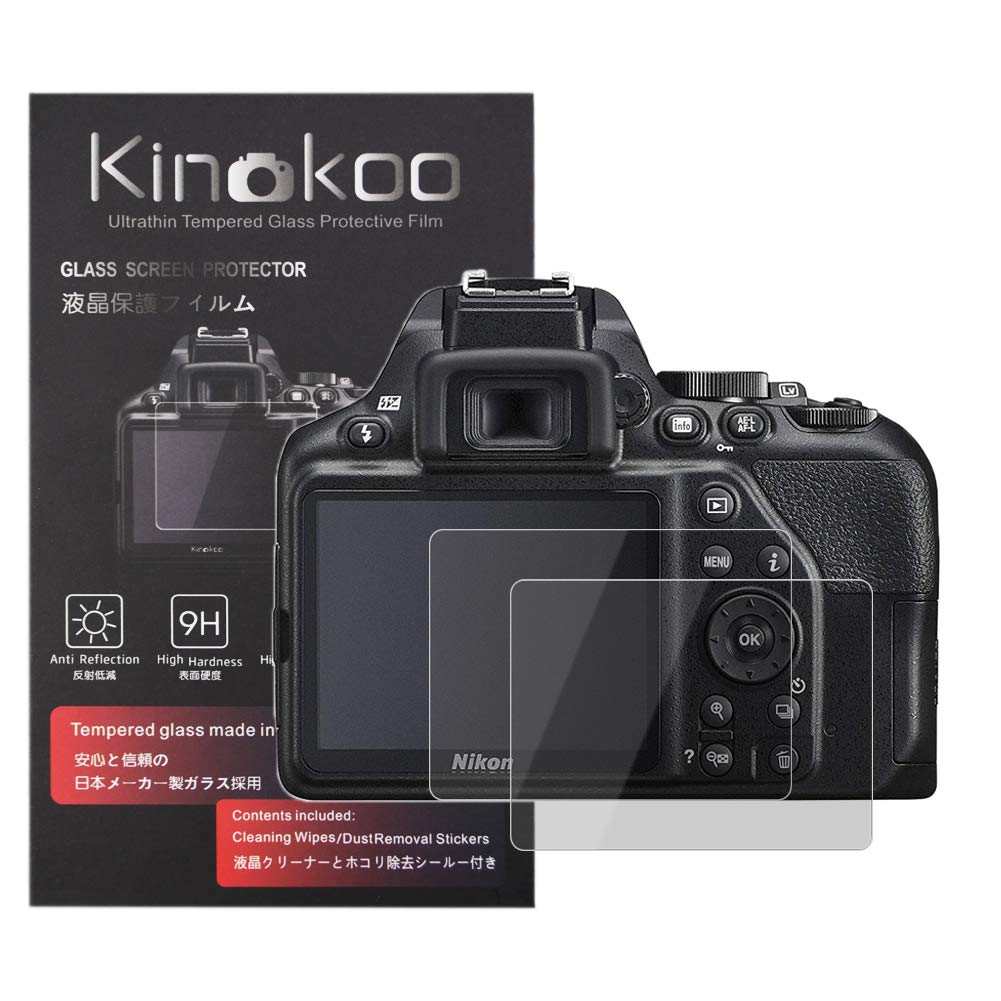 kinokoo D3500 Screen Protector, 0.25mm 9H Hardness Tempered Glass Film for Nikon D3500/D3400/D3300/D3200/D3100 Digital Camera Bubble-free/Anti-scratch(2 pack)