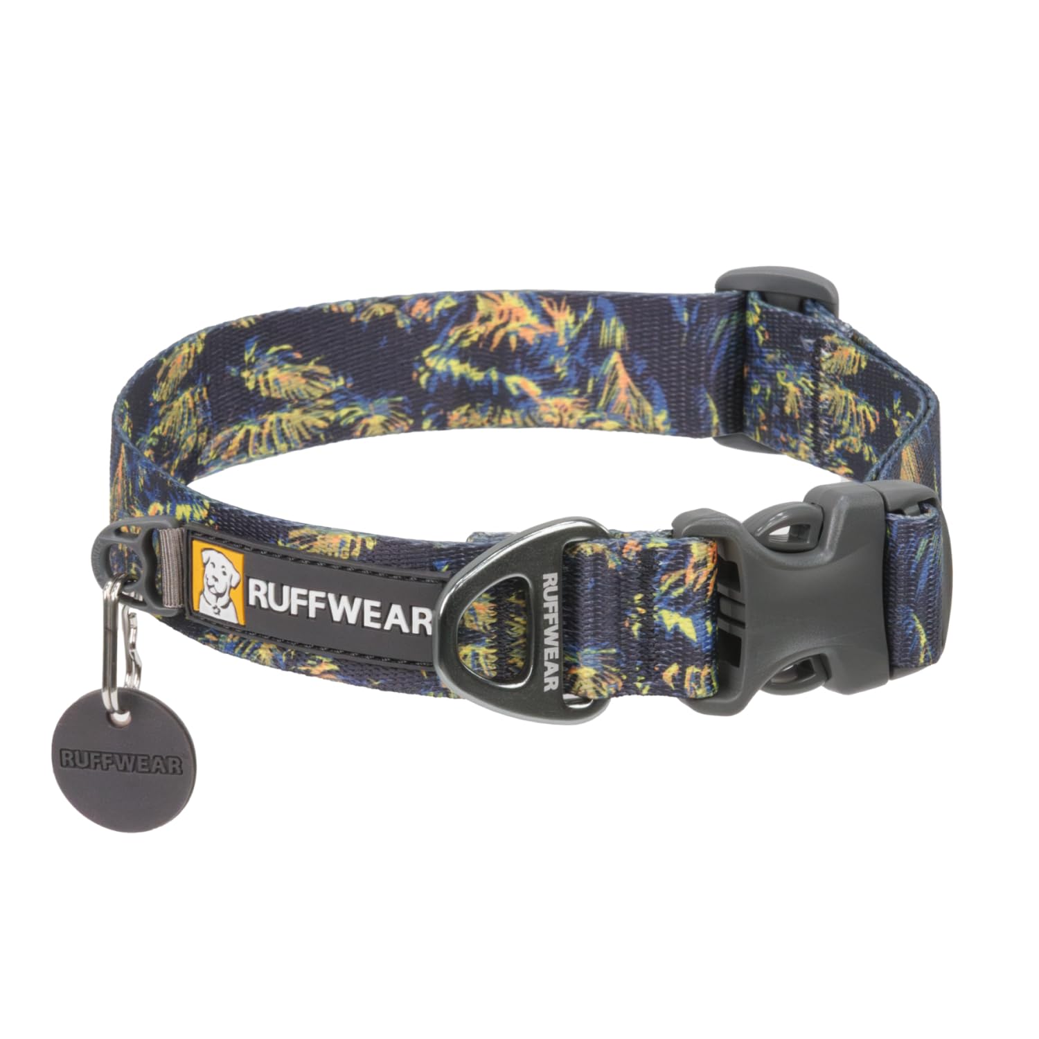 Ruffwear Front Range Large Dog Collar, Pet Dog Collar with Aluminum V-ring Dog Lead Attachment, Comfortable & Strong with Side Buckle & Webbing for Dog Walking, Size L (51-66cm), Deep Jungle