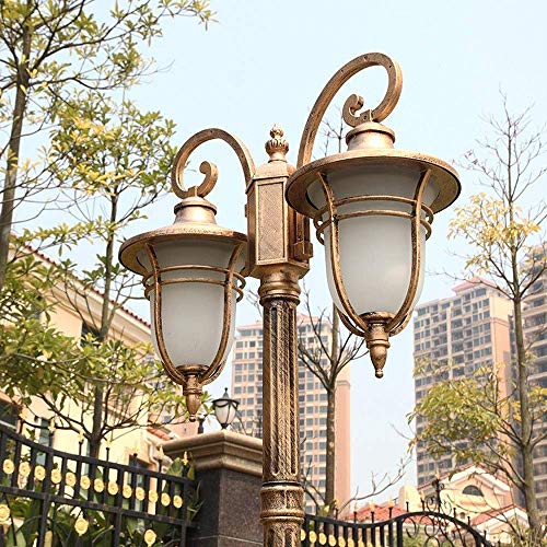 FGVBC Zweipolige hochpolige Landschaft Straßenlaterne E27 Europäische antike Messingtechnik Gartenbeleuchtung Pole Post…
