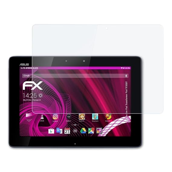 atFolix Glasfolie kompatibel mit Asus Eee Pad Transformer Pad TF300T Panzerfolie, 9H Hybrid-Glass FX Schutzpanzer Folie