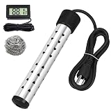 1500W Immersion Water Heater with Digital LCD Thermometer & Stainless Steel Guard - Fast Heating for Bathtub, Travel Camping Mini Pool, Bucket | Safe & Portable Heat 5 Gallons of Water in Minutes