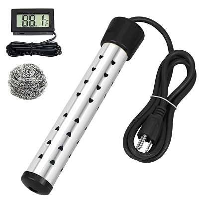 1500W Immersion Water Heater with Digital LCD Thermometer & Stainless Steel Guard - Fast Heating for Bathtub, Travel Camping Mini Pool, Bucket | Safe & Portable Heat 5 Gallons of Water in Minutes